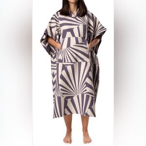 Futah Portugal Purple & Cream Adult Swim Poncho, One Size